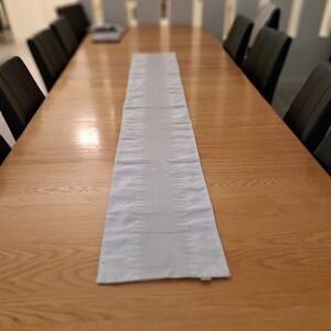 Elegant White With Metallic Silver Pattern Table Runner